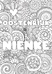 Coloriage personnalisable Fleurs Coeur Nom décoré Coloriages complexes Zentangle Fond décoratif Spirale