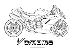 Coloriage personnalisable Véhicules Moto Véhicules à deux roues