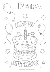 Coloriage personnalisable Bougie Gâteau Anniversaire Ballons