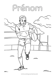Coloriage personnalisable Sport Rugby Ballon de rugby Sports d'équipe