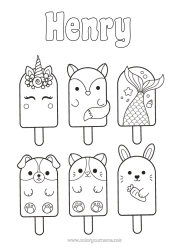 Coloriage personnalisable Kawaii Licorne Renard Lapin Animal Poisson Gourmandises, sucreries Glace Coloriages faciles Animaux marins ou aquatique Chiens et chats Dragons, licornes et animaux fantastiques Animaux de la forêt