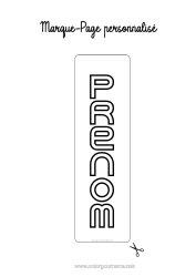 Página de desenho personalizável Nome decorado Marcador de Página