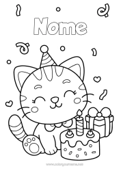 Coloriage personnalisable Mignon Gâteau Chat Cadeaux Anniversaire Animal Coloriages faciles Chiens et chats