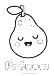 Aanpasbare kleurplaat Kawaii Fruit Eenvoudige kleurplaten Peer