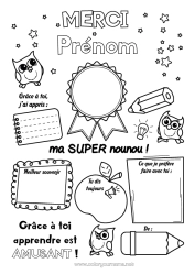 Coloriage personnalisable Nounou Badge super Merci Meilleur(e)