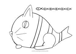 Coloriage personnalisable Chat Animal Poisson Poisson d'avril Coloriages faciles Animaux marins ou aquatique Chiens et chats