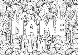 Coloriage personnalisable Arbre Forêt Fond décoratif