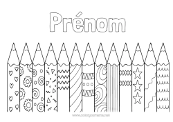 Página de desenho personalizável Arte Lápis de Cor Professora/Professor Escola Lápis Profissões de educação Volta às Aulas Materiais Escolares