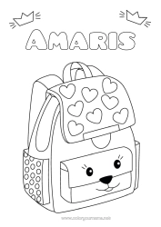 Coloriage personnalisable Coeur Kawaii Cartable
