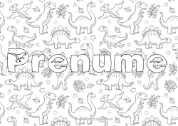 Pagina da colorare personalizzabile Dinosauri Animale Tirannosauro Triceratopo Stegosauro Sfondo decorativo