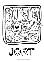 Coloriage personnalisable Monstre Cadre Back to school
