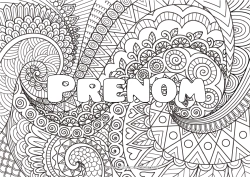 Coloriage personnalisable Calme et zen Art Mandala Nom décoré Zentangle