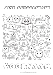 Coloriage personnalisable Kawaii Ballons Chouette, Hibou Bus, car Maîtresse/Maître École Symboles Oiseaux et mammifères volants Jeux et jouets Transport en commun terrestres Cartable Globe terrestre Métiers de l'éducation Rentrée scolaire