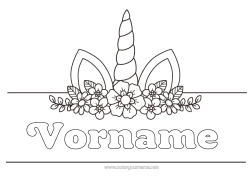 Coloriage personnalisable Licorne Animal Dragons, licornes et animaux fantastiques étiquette
