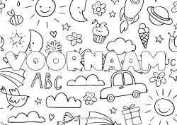 Coloriage personnalisable Nom décoré Doodle Fond décoratif