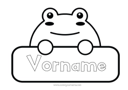 Coloriage personnalisable Grenouille Animal Animaux marins ou aquatique étiquette