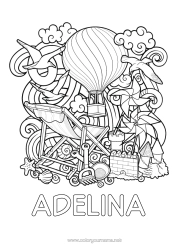 Colorear personalizable Mandala Verano Globo aerostático Simbolos Conchas marinas Dibujos complejos para colorear Animales marinos o acuáticos Aves y mamíferos voladores Castillo de arena Tumbona Vehículos aéreos Gaviota