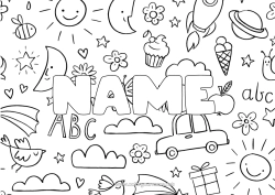 Customizable coloring page Decorated name Doodle Decorative background