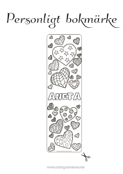Anpassbare Malvorlage Herz Lesezeichen Zentangle
