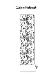 Coloriage personnalisable Kawaii Été Nourriture Marque page Ananas Fruits Pastèque Banane Raisin