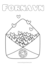Coloriage personnalisable Coeur Je t'aime Saint valentin Enveloppe