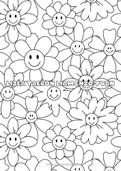 Página de desenho personalizável Flores Mandala Primavera Nome decorado Colorações Complexas Fundo decorativo