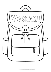 Coloriage personnalisable Cartable Rentrée scolaire Fournitures scolaires