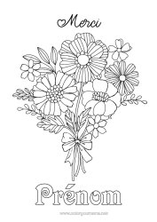 Coloriage personnalisable Fleurs Mamie Nounou Merci