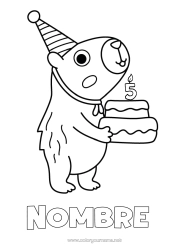 Coloriage personnalisable Anniversaire Animal Age fêté personnalisable Autres animaux du monde Capibara Gâteau d’anniversaire
