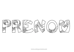 Customisable colouring page Cute Calm and zen Mandala Figure Decorated name