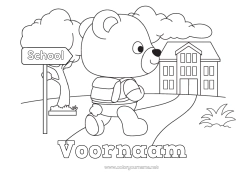 Coloriage personnalisable Ours Animal Ourson École Animaux de la forêt Rentrée scolaire