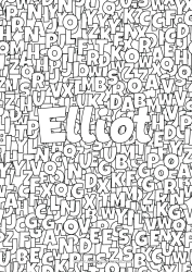 Coloriage personnalisable Nom décoré Alphabet Fond décoratif