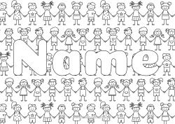 Coloriage personnalisable Fille Garçon Enfant Nom décoré élève Fond décoratif