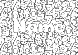 Coloriage personnalisable Chiffre Nom décoré Mathématiques Fond décoratif Six Deux Trois Quatre Un Cinq Sept Huit Neuf