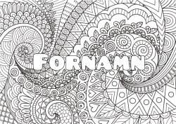 Página de desenho personalizável Calmo e zen Arte Mandala Nome decorado Zentangle