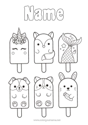 Colorear personalizable Kawaii Unicornio Zorro Conejo Animales Pescado Golosinas Helado Dibujos fáciles para colorear Animales marinos o acuáticos Perros y gatos Dragones, unicornios y animales fantásticos Animales del bosque