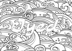 Coloriage personnalisable Mer Nom décoré Coloriages complexes Fond décoratif Vagues
