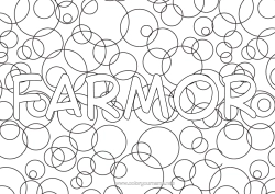 Coloriage personnalisable Nom décoré Fond décoratif Cercle, rond