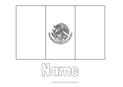 Página de desenho personalizável Geografia Bandeira México País