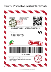 Coloriage personnalisable Lutins de Noël Lettres de lutins farceurs Lettre d'arrivée du lutin Étiquette d'expédition Lutin