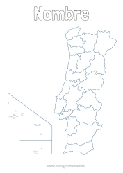 Coloriage personnalisable Géographie Pays Carte des pays Portugal