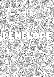 Coloriage personnalisable Fleurs Calme et zen Printemps Feuilles Nom décoré Anti-stress