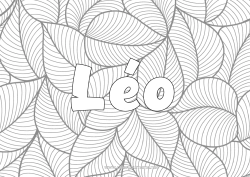 Página de desenho personalizável Folhas Nome decorado Zentangle Fundo decorativo