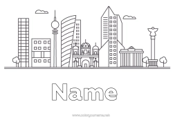 Página de desenho personalizável Monumento Alemanha Cidade do mundo Linha do horizonte