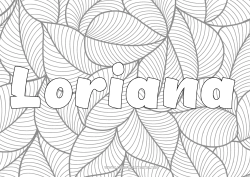 Página de desenho personalizável Folhas Nome decorado Zentangle Fundo decorativo