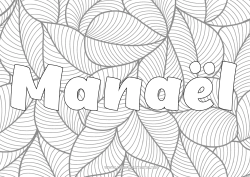 Página de desenho personalizável Folhas Nome decorado Zentangle Fundo decorativo