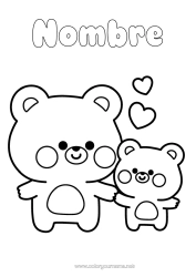 Coloriage personnalisable Ours Coeur Je t'aime Animal Ourson Coloriages faciles Animaux de la forêt Famille d'animaux Bébé animal