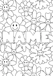 Coloriage personnalisable Fleurs Mandala Printemps Nom décoré Coloriages complexes Fond décoratif