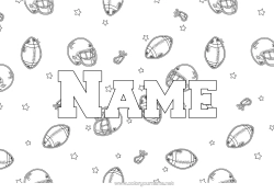 Coloriage personnalisable Sport Super Bowl Rugby Ballon de rugby Nom décoré Sports d'équipe