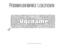 Anpassbare Malvorlage Lesezeichen Geometrische Formen Kreis, rund